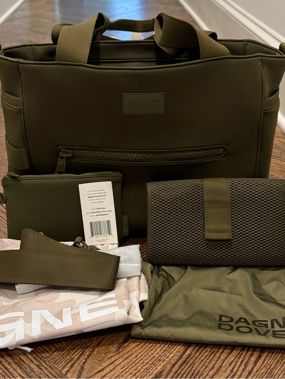 Dagne Dover Olive Green Diaper Tote with Matching Accessories Set